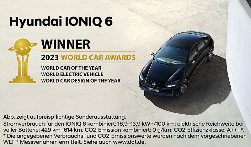 Hyundai IONIQ 6 hat im Rahmen der „World Car Awards“ die renommierten Auszeichnungen „World Car of the Year“, „World Electric Vehicle“ und „World Car Design of the Year“ gewonnen